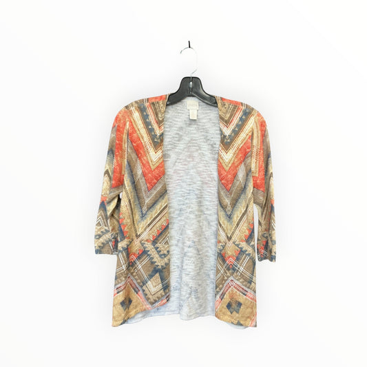 Cardigan By Chicos In Orange & Tan, Size:S