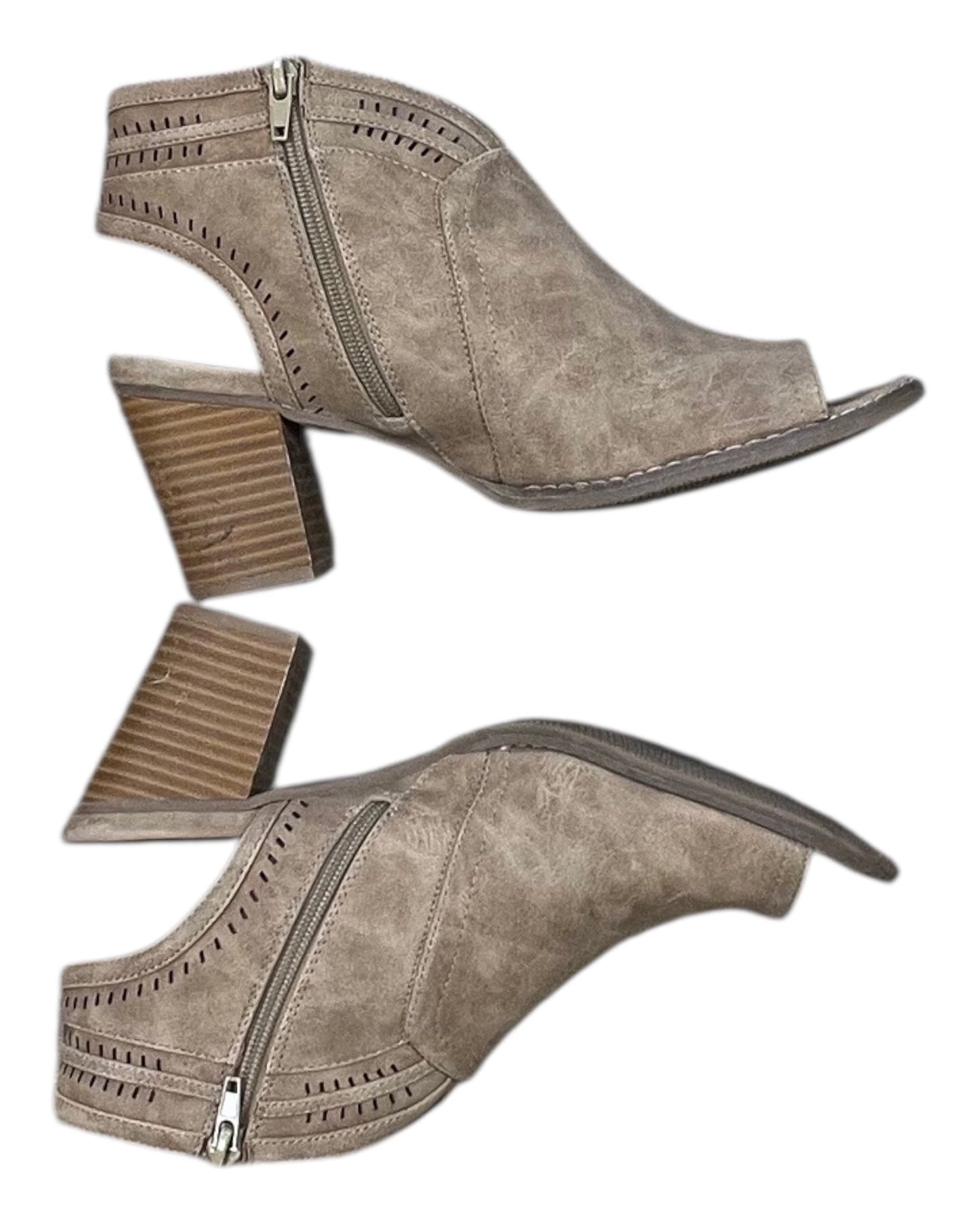 Sandals Heels Block By Ruff Hewn In Tan, Size:10