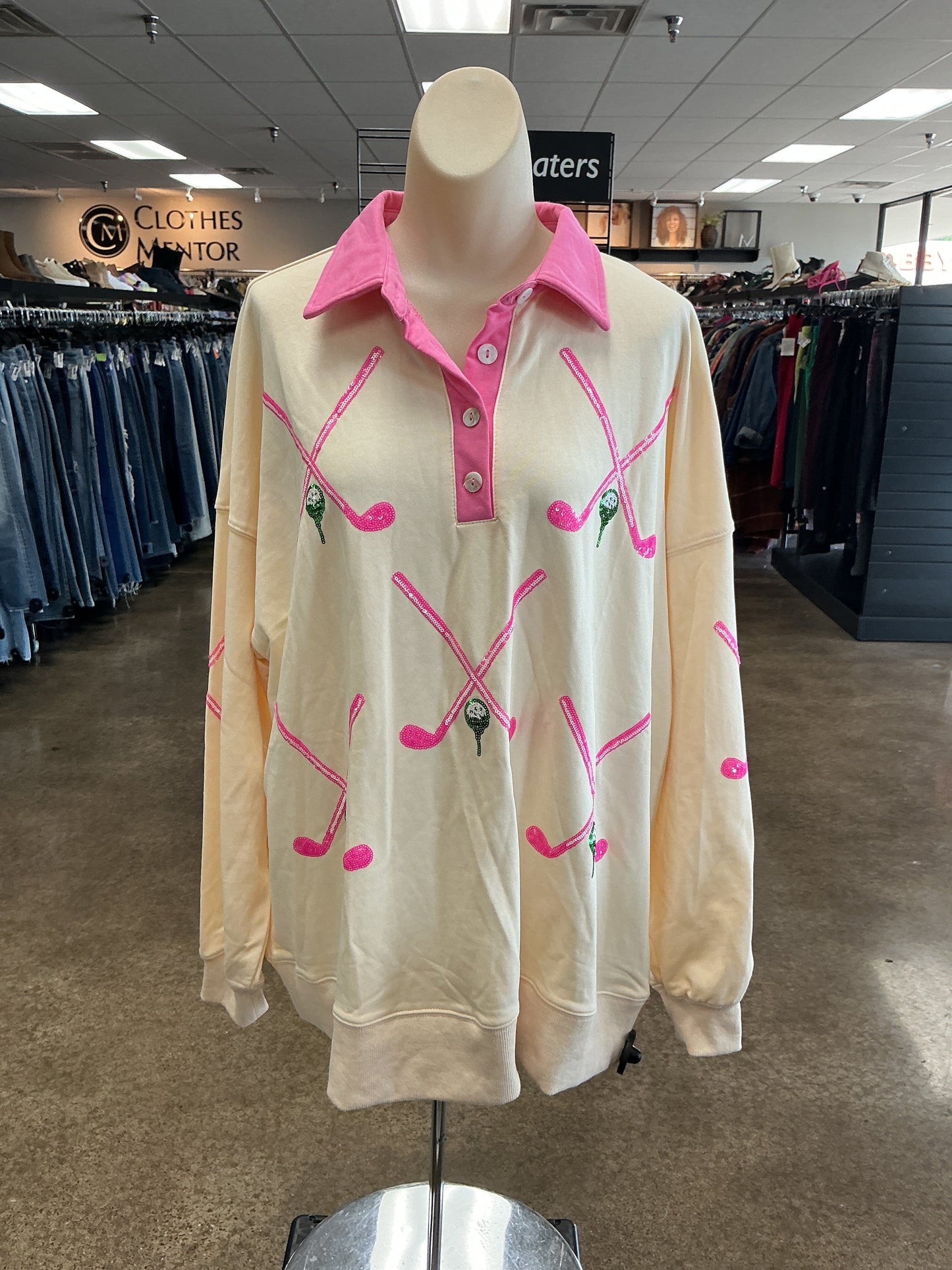Top Ls By Fantastic Fawn In Cream & Pink, Size:M