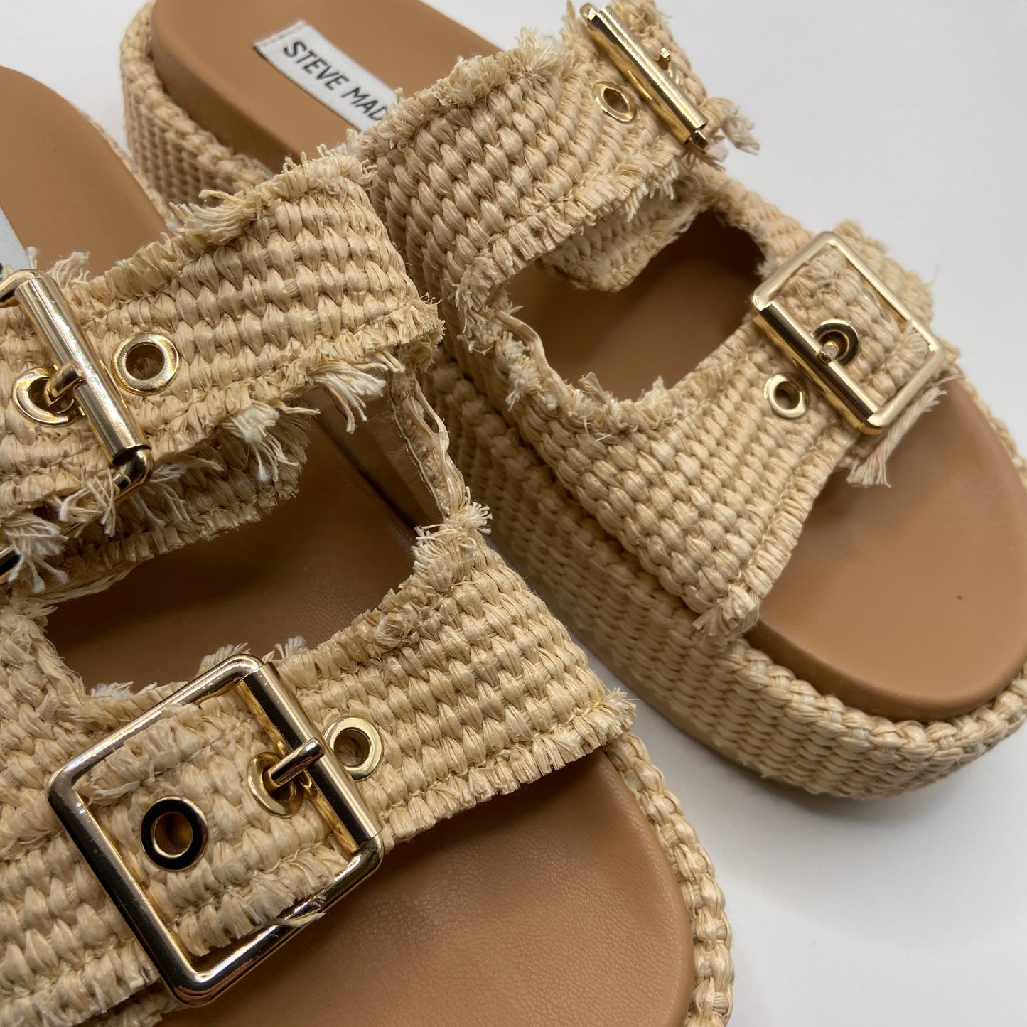 Sandals Heels Platform By Steve Madden In Cream, Size: 7.5