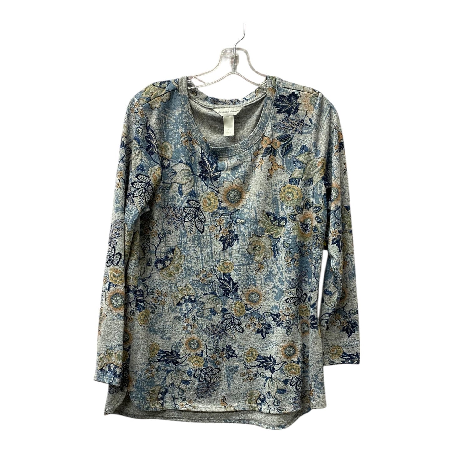 Top Ls Basic By Christopher And Banks In Blue & Grey, Size:L