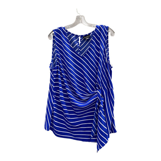Top Sleeveless By Liz Claiborne In Blue & White, Size:Xl
