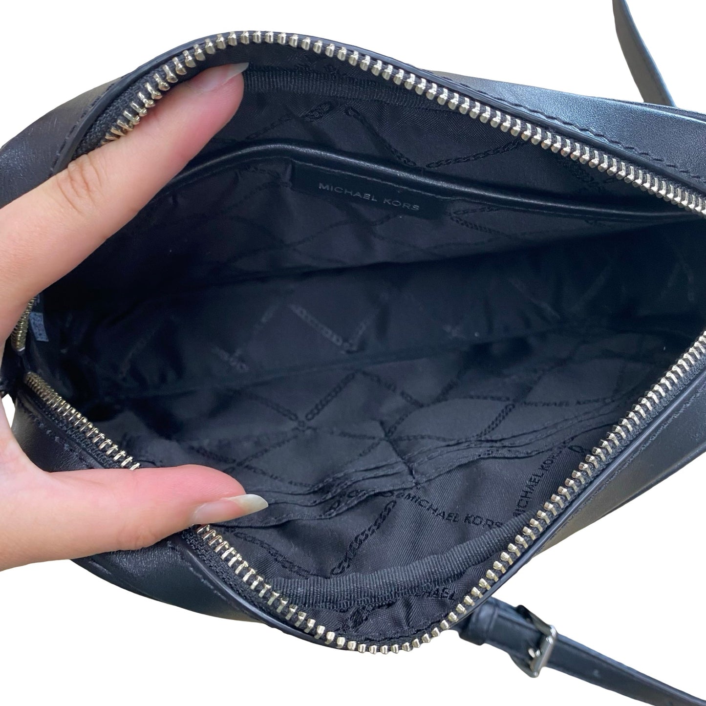 Handbag Designer By Michael Kors In Black & Grey, Size:Medium