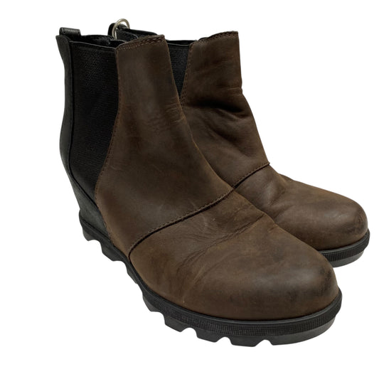 Boots Ankle Heels By Sorel In Black & Brown, Size:8.5
