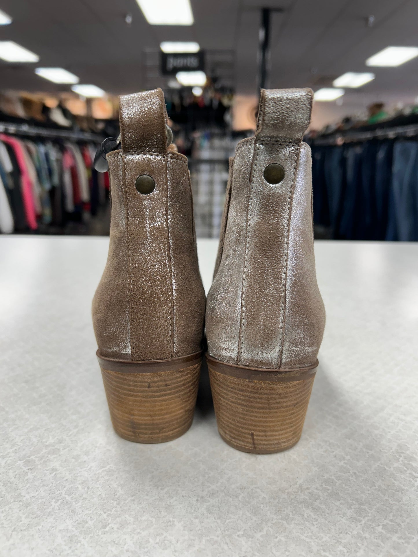 BOOTS ANKLE FLATS by SEYCHELLES In SILVER & TAN, Size: 7