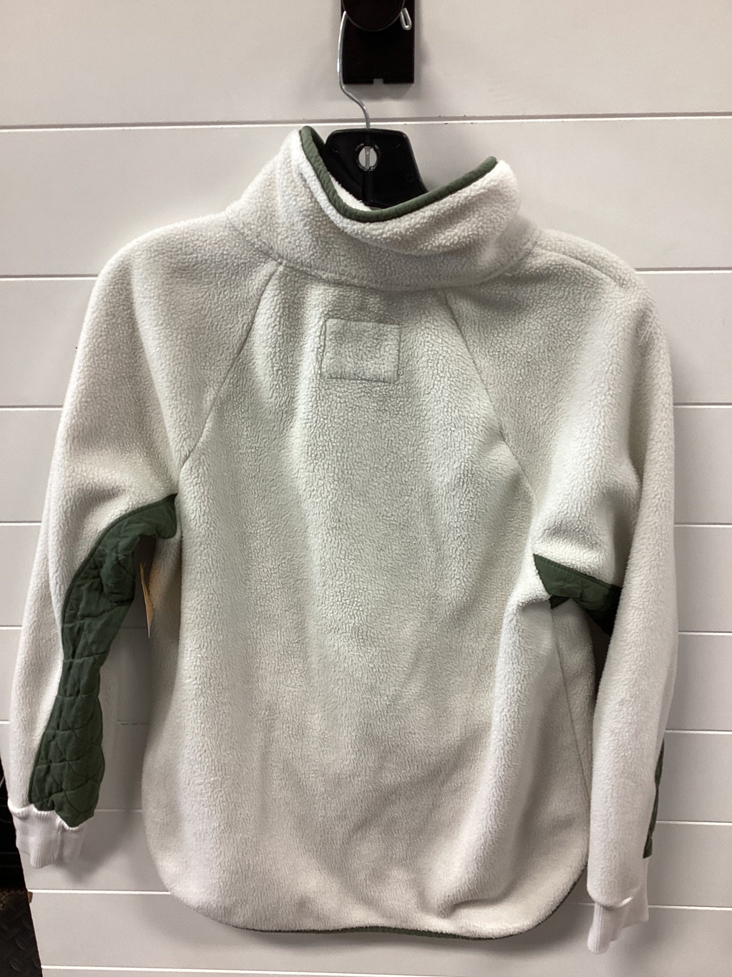 Jacket Fleece By Abercrombie And Fitch In Cream & Green, Size:M