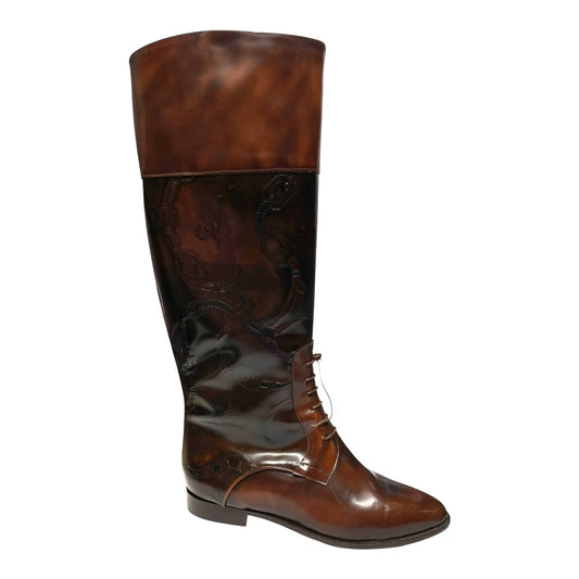 Boots Knee Flats By LARRY STUART In Brown, Size: 8.5