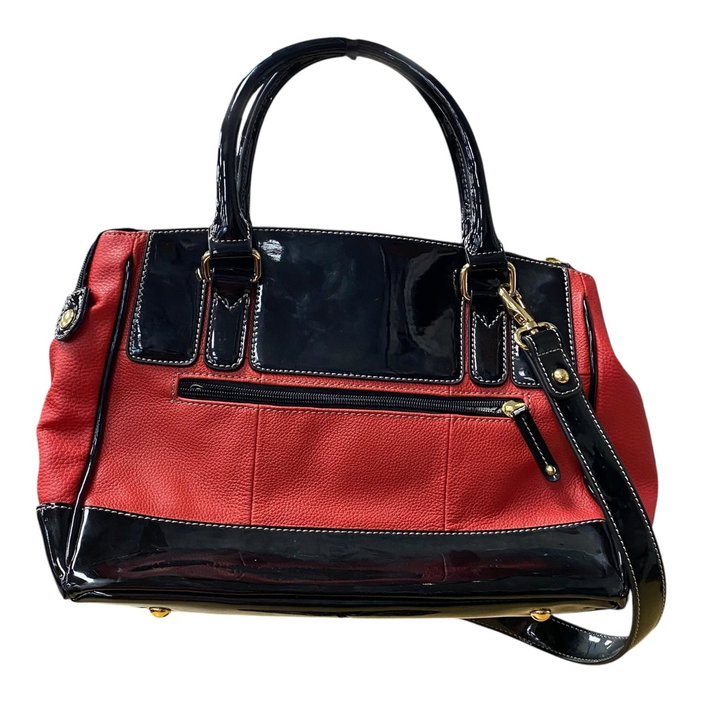 Handbag Leather By Tignanello  Purses In Black & Red, Size:Medium