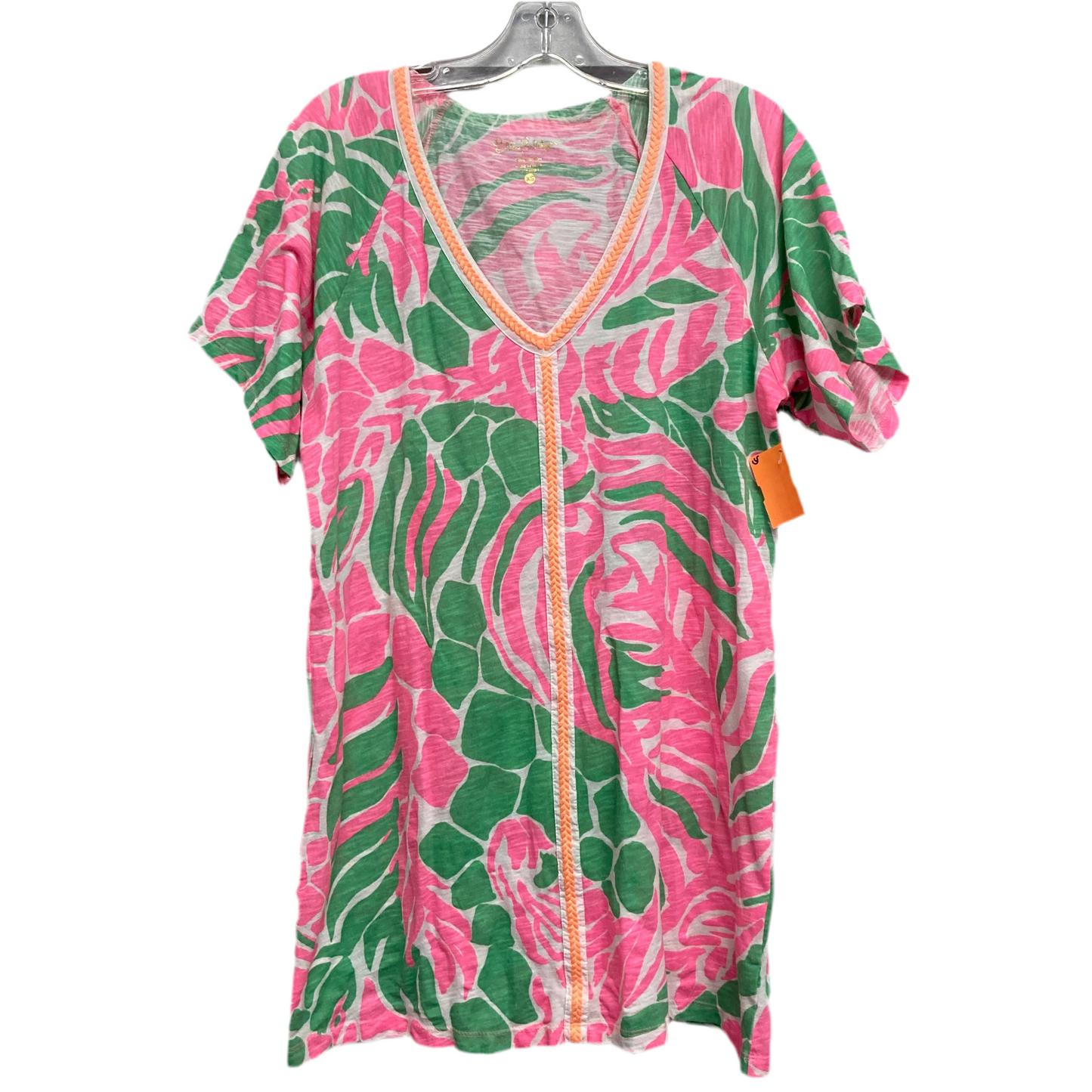 Top Ss Designer By Lilly Pulitzer In Green & Pink, Size:Xs