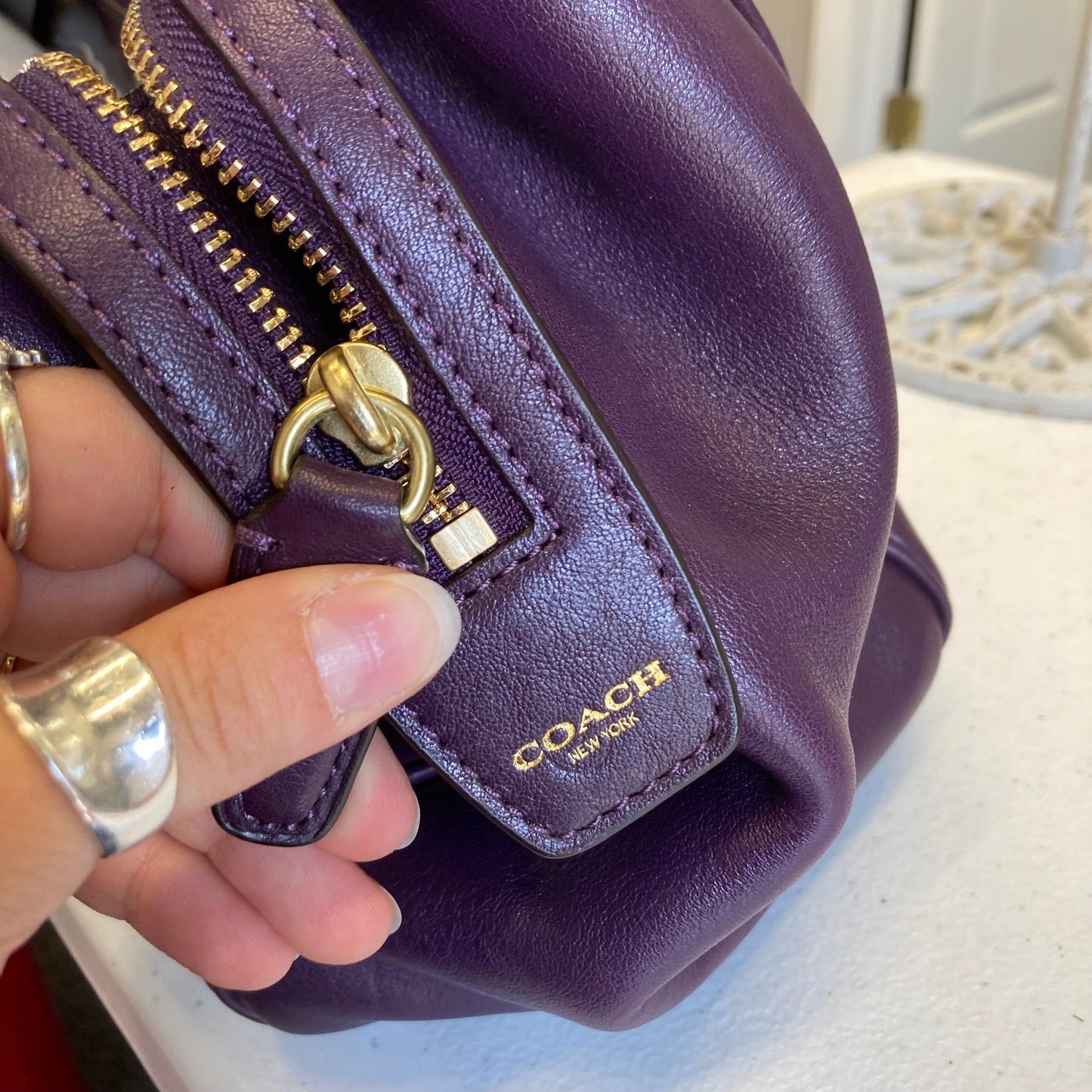 Handbag Designer By Coach In Purple, Size:Large