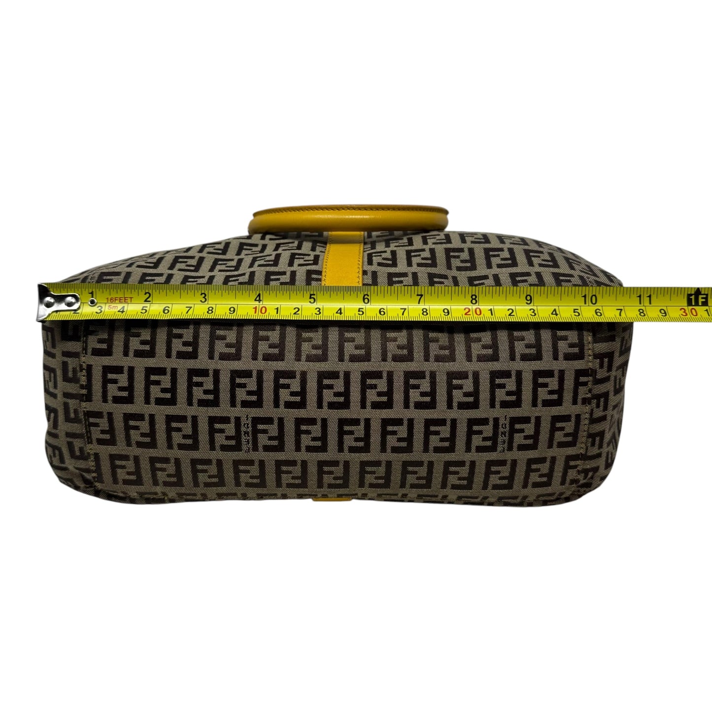 Zucchino Leather Trim Canvas Handbag Luxury Designer By Fendi, Size: Medium