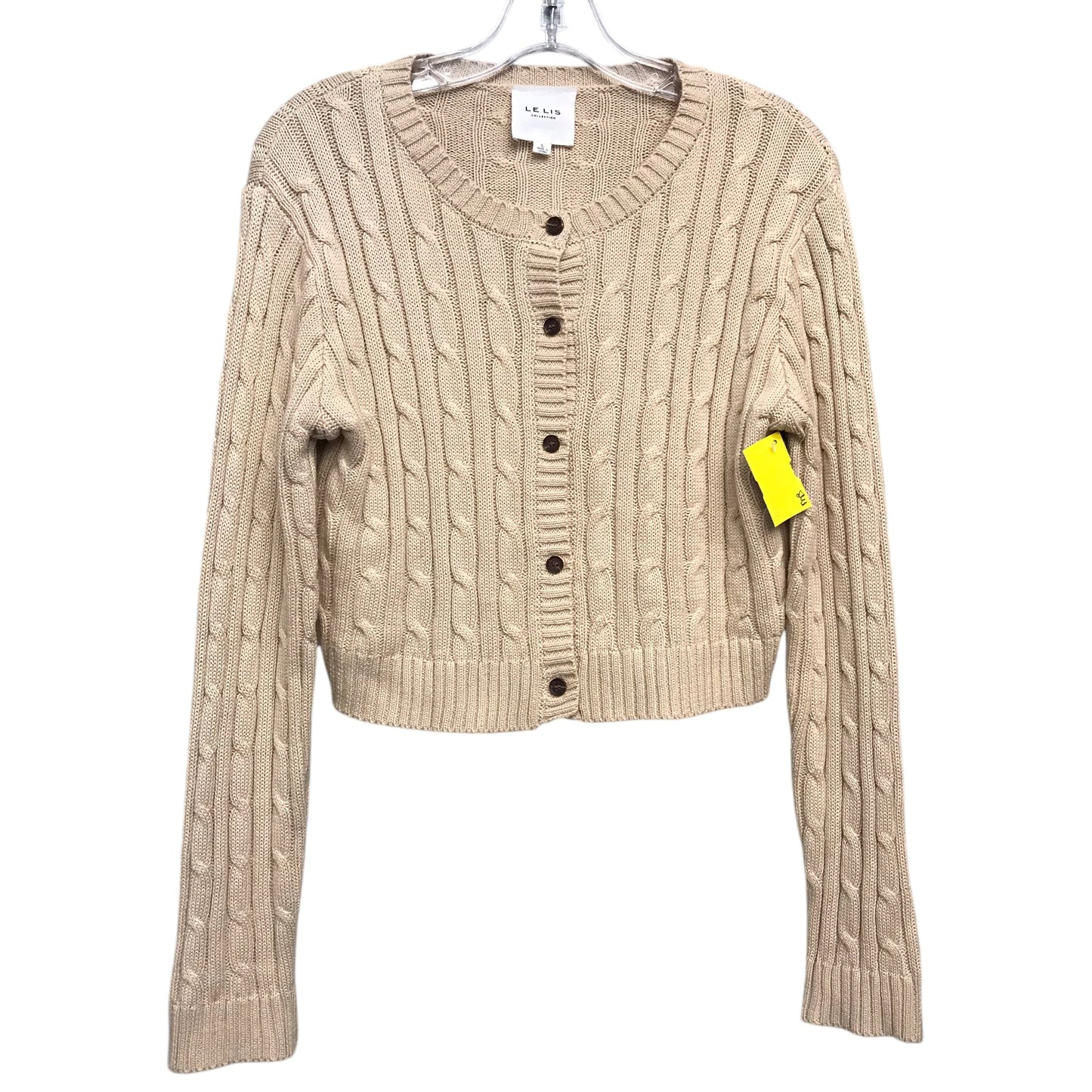 Sweater Cardigan By Le Lis In Tan, Size:L