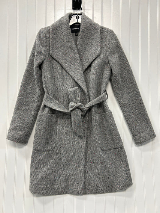 Coat Peacoat By Express In Grey, Size:Xxs