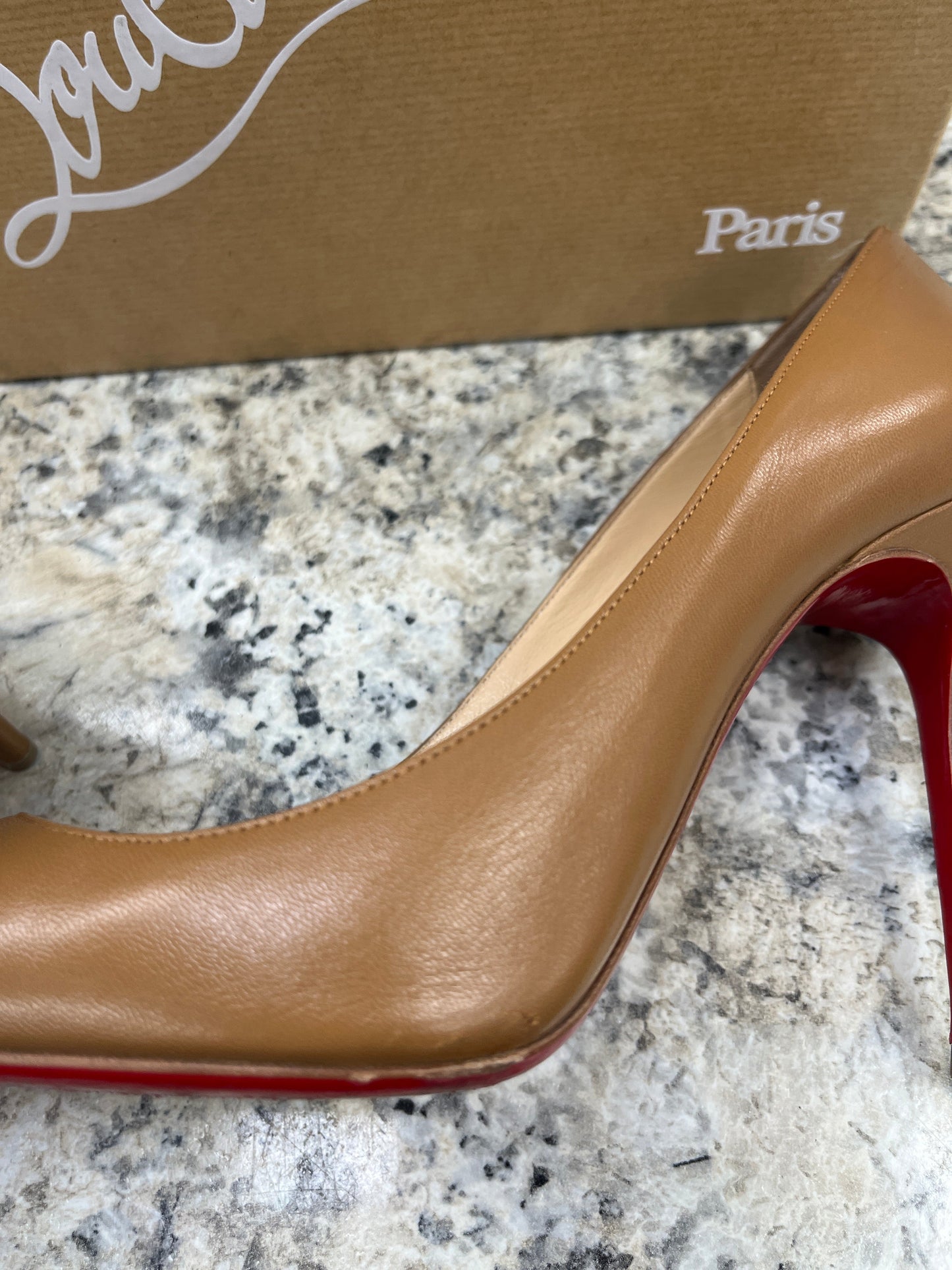 Shoes Luxury Designer By Christian Louboutin In Brown, Size: 8.5