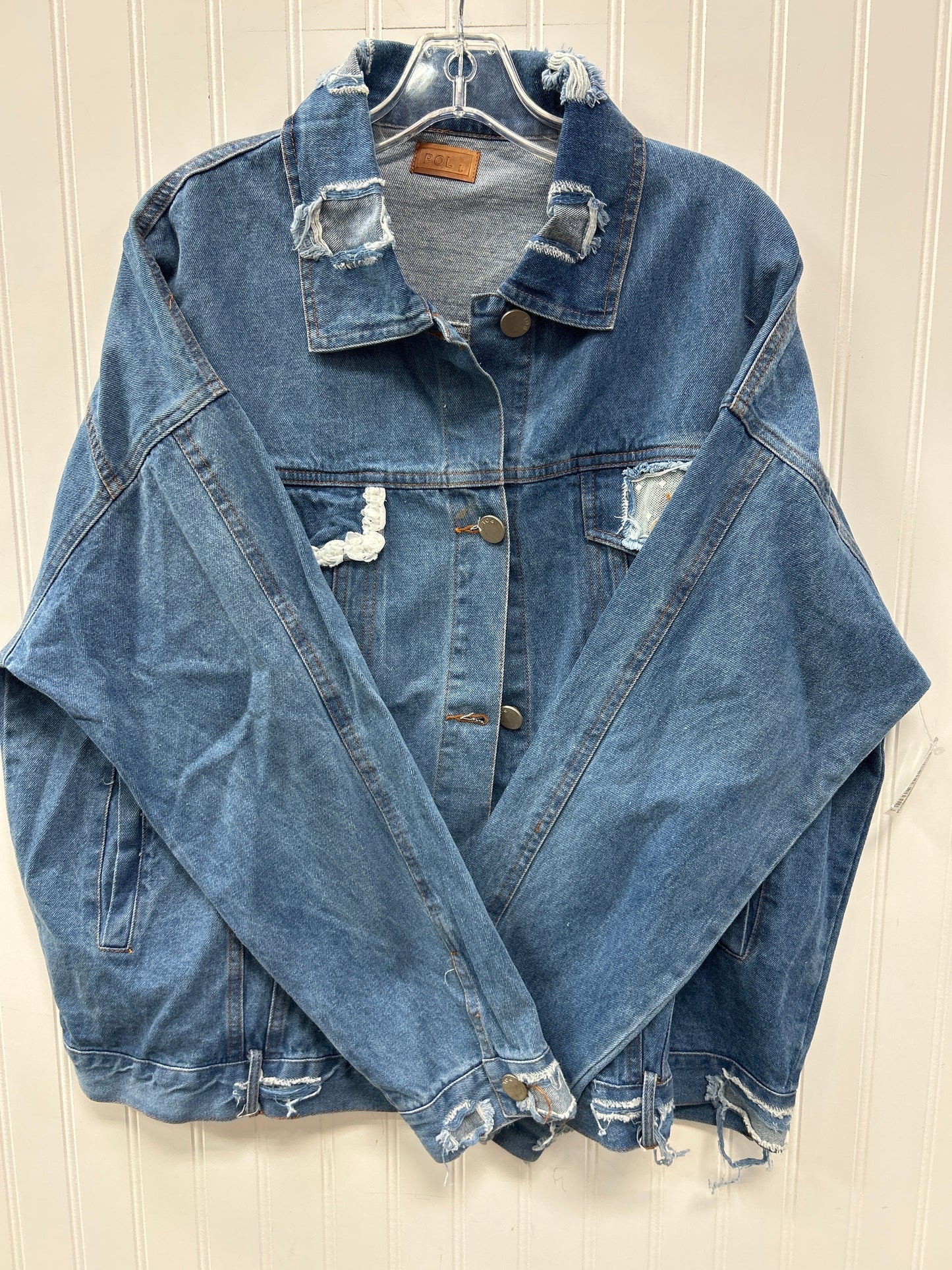Jacket Denim By Pol In Blue Denim, Size:L