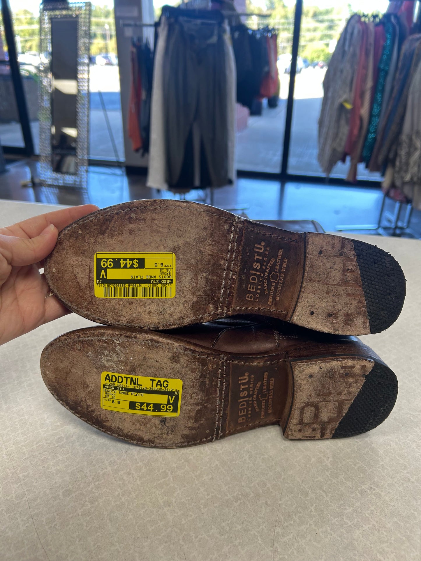 Boots Knee Flats By Bed Stu In Brown, Size:6.5