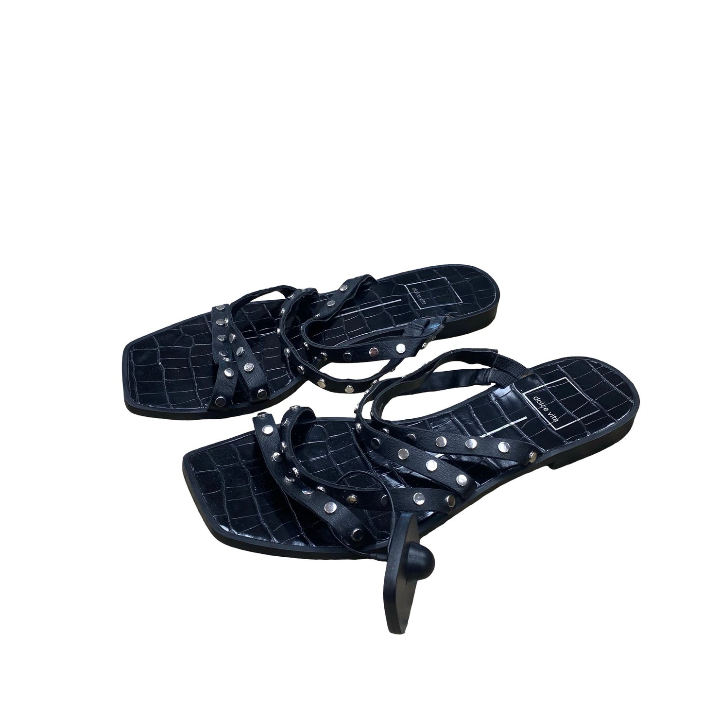 Sandals Flats By Dolce Vita In Black & Silver, Size:8.5