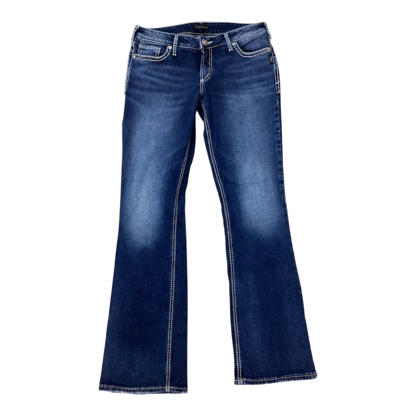 Jeans Boot Cut By Silver In Blue Denim, Size:10