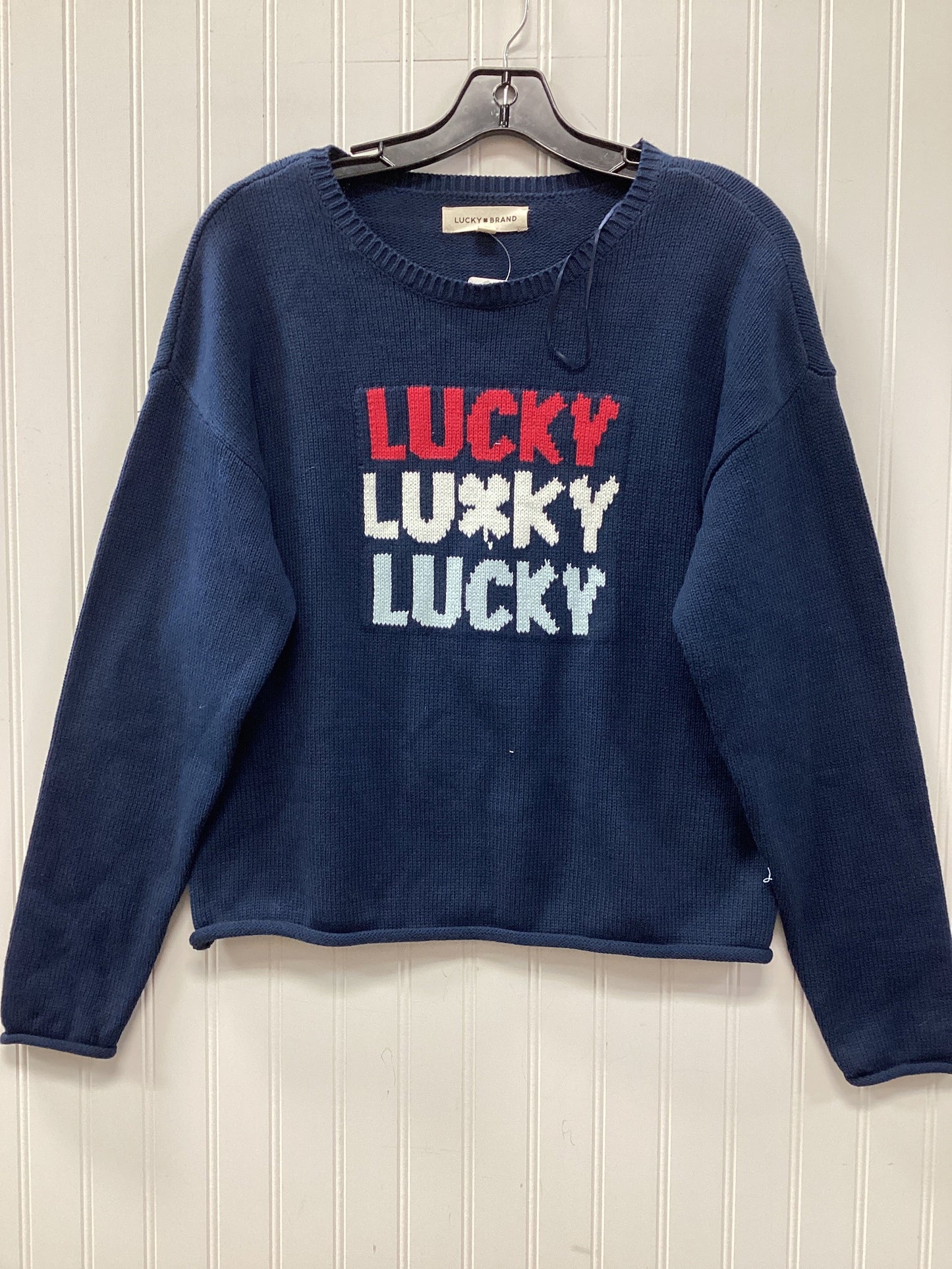 Sweater By Lucky Brand In Navy, Size:M