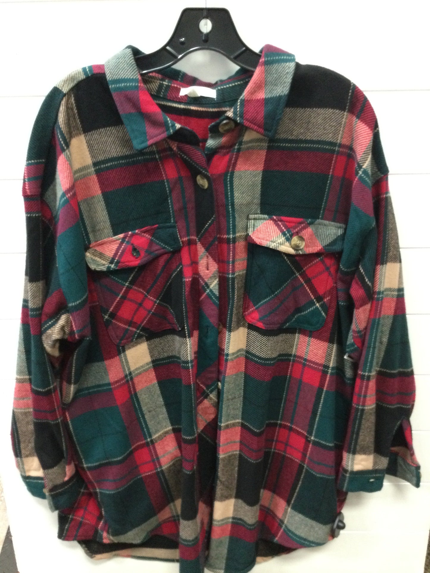 Jacket Shirt By Maurices In Plaid Pattern, Size:1X