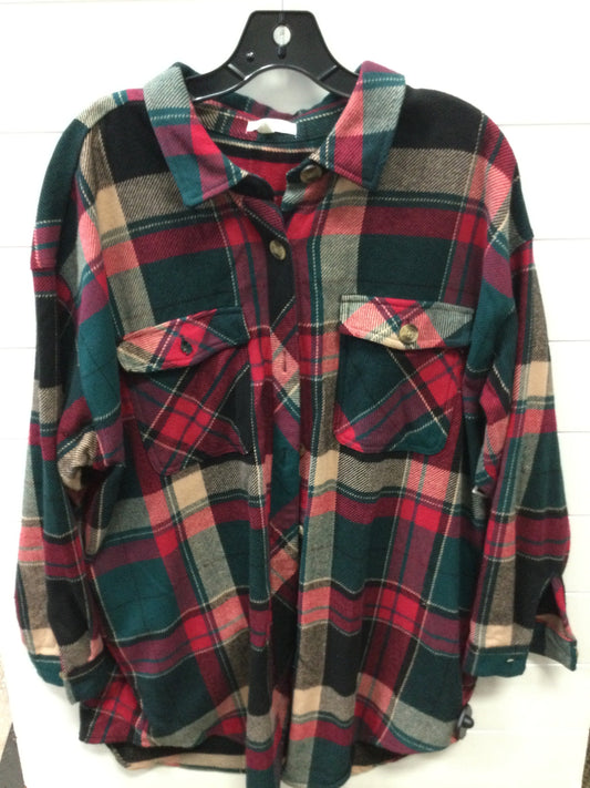 Jacket Shirt By Maurices In Plaid Pattern, Size:1X