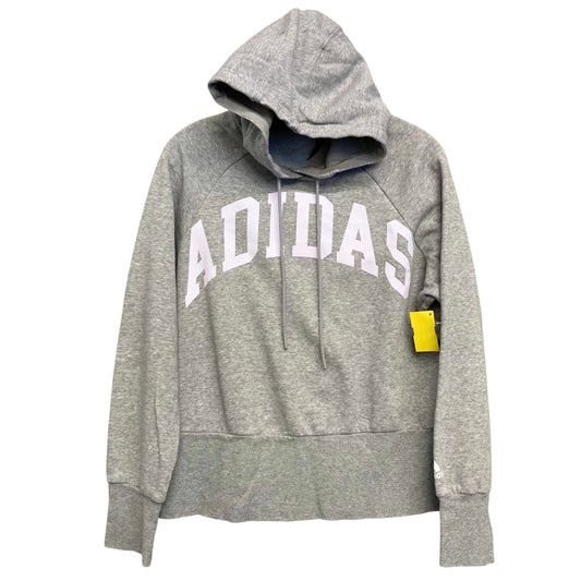 Athletic Sweatshirt Hoodie By Adidas In Grey, Size:M