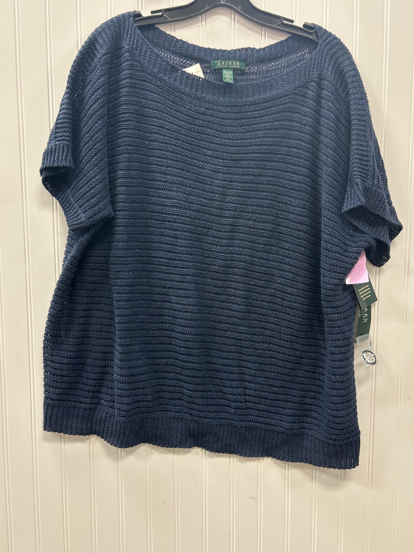 Top Ss By Lauren By Ralph Lauren In Navy, Size:3X NWT