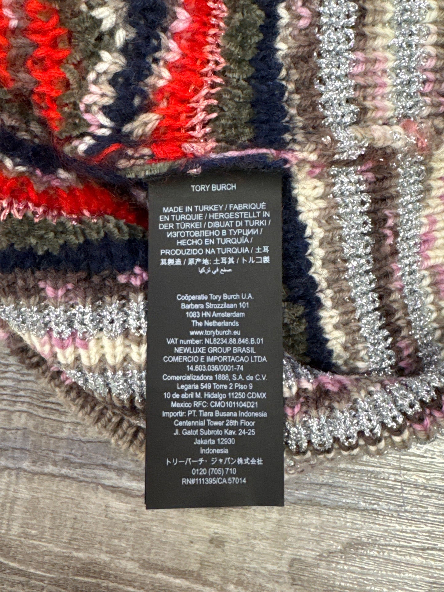 Sweater Cardigan Designer By Tory Burch In Red & Silver, Size:S