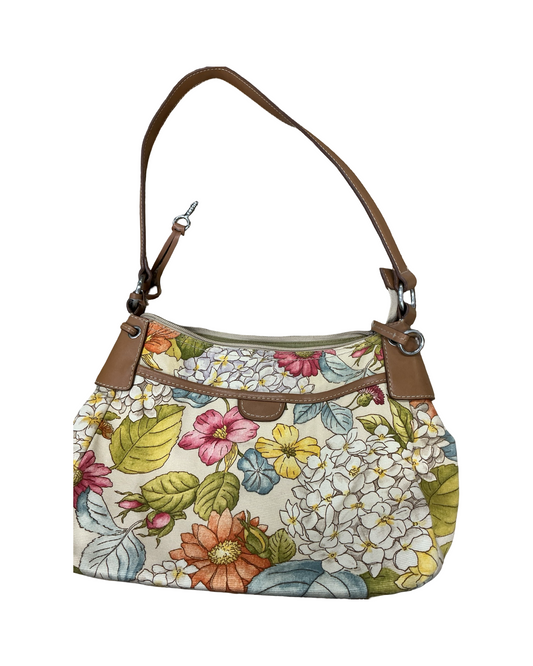 Handbag By Fossil In Cream & Yellow, Size:Medium