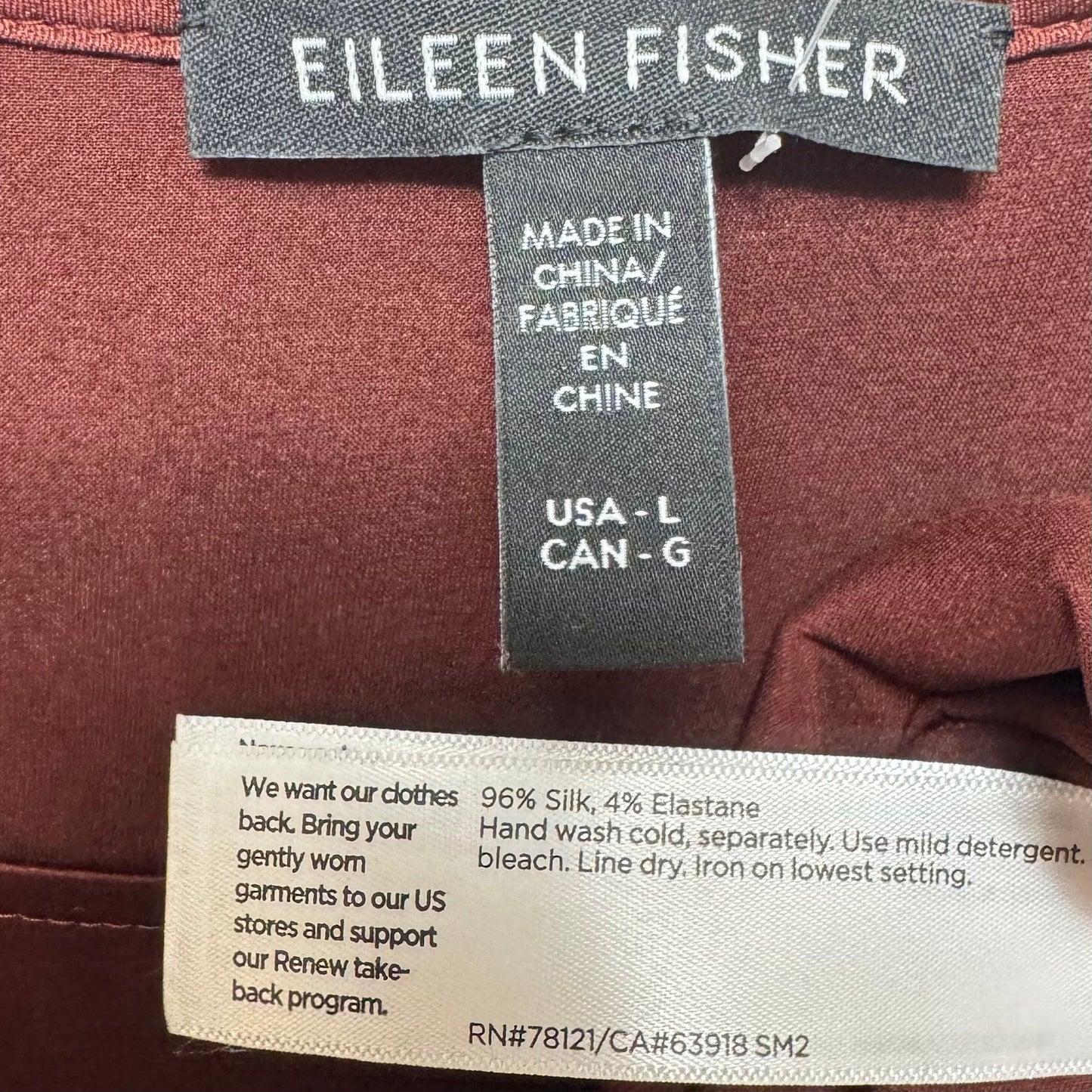 Silk Tank Top By Eileen Fisher In Maroon, Size: L