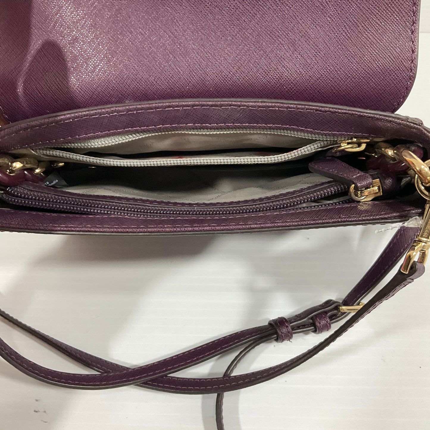 Crossbody Designer By Michael Kors In Purple, Size:Medium