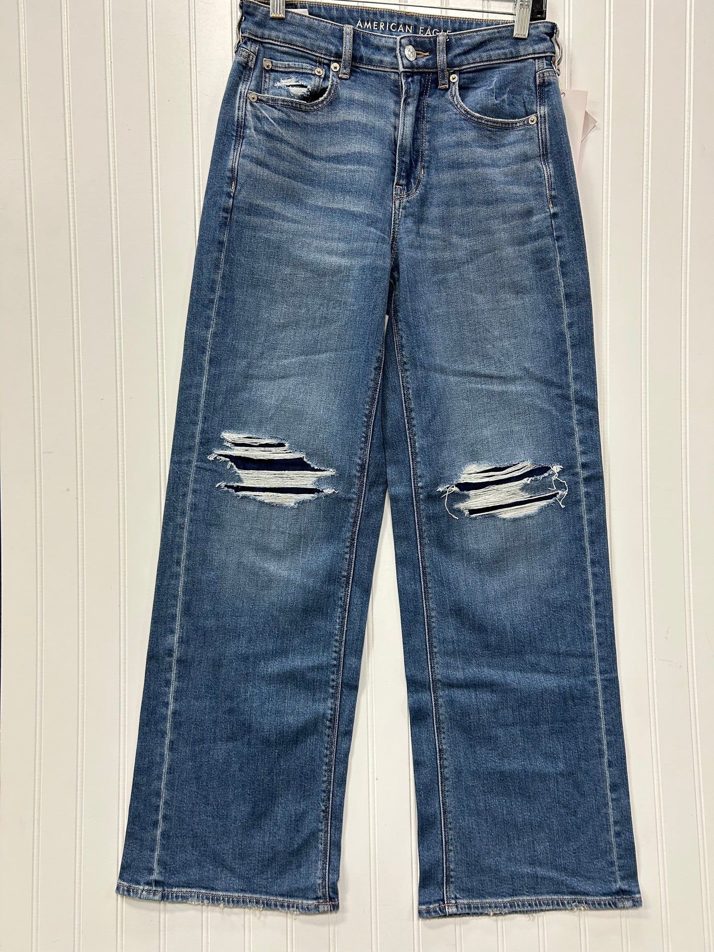Jeans Wide Leg By American Eagle In Blue Denim, Size:4