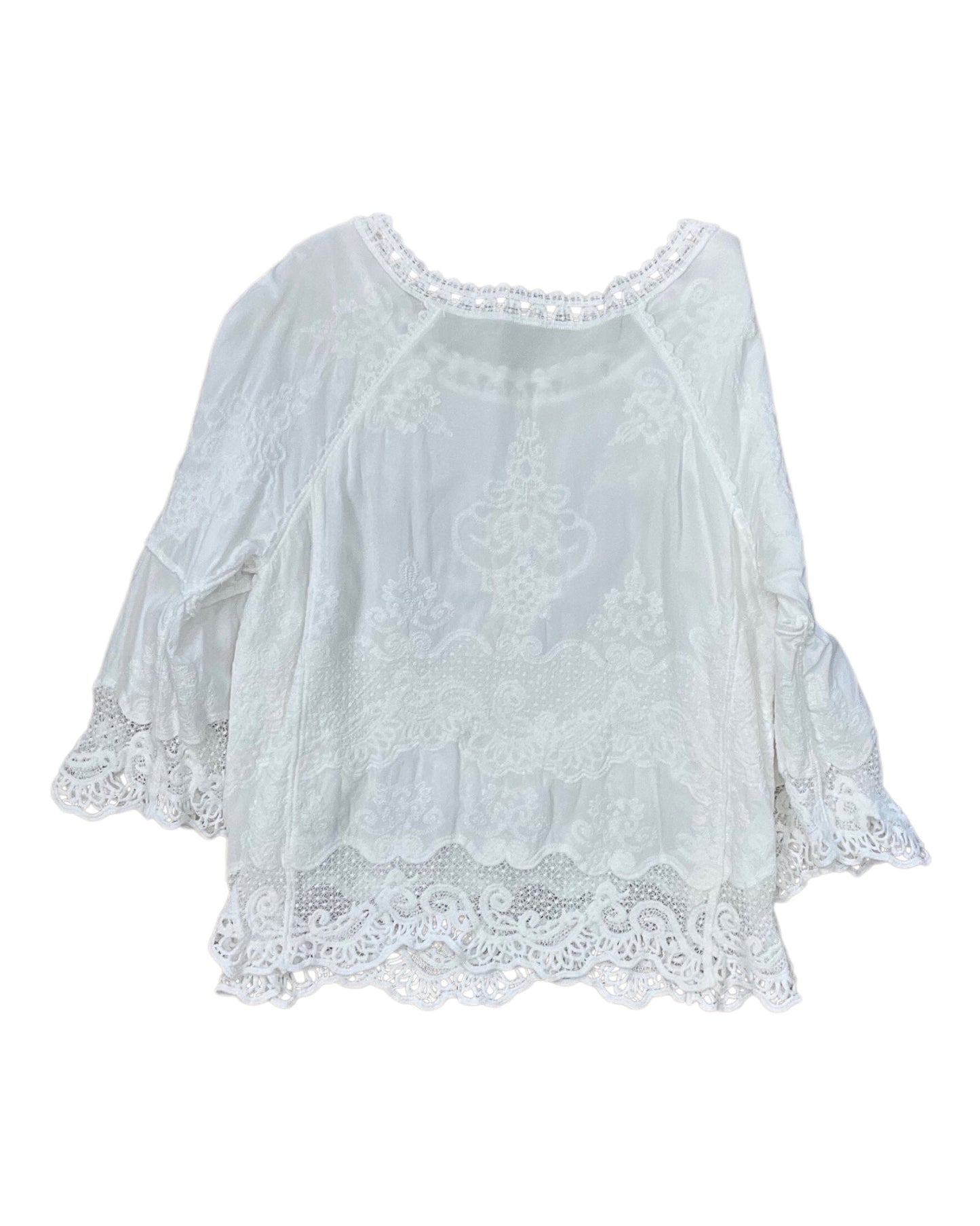Top 3/4 Sleeve By Democracy In White, Size:M