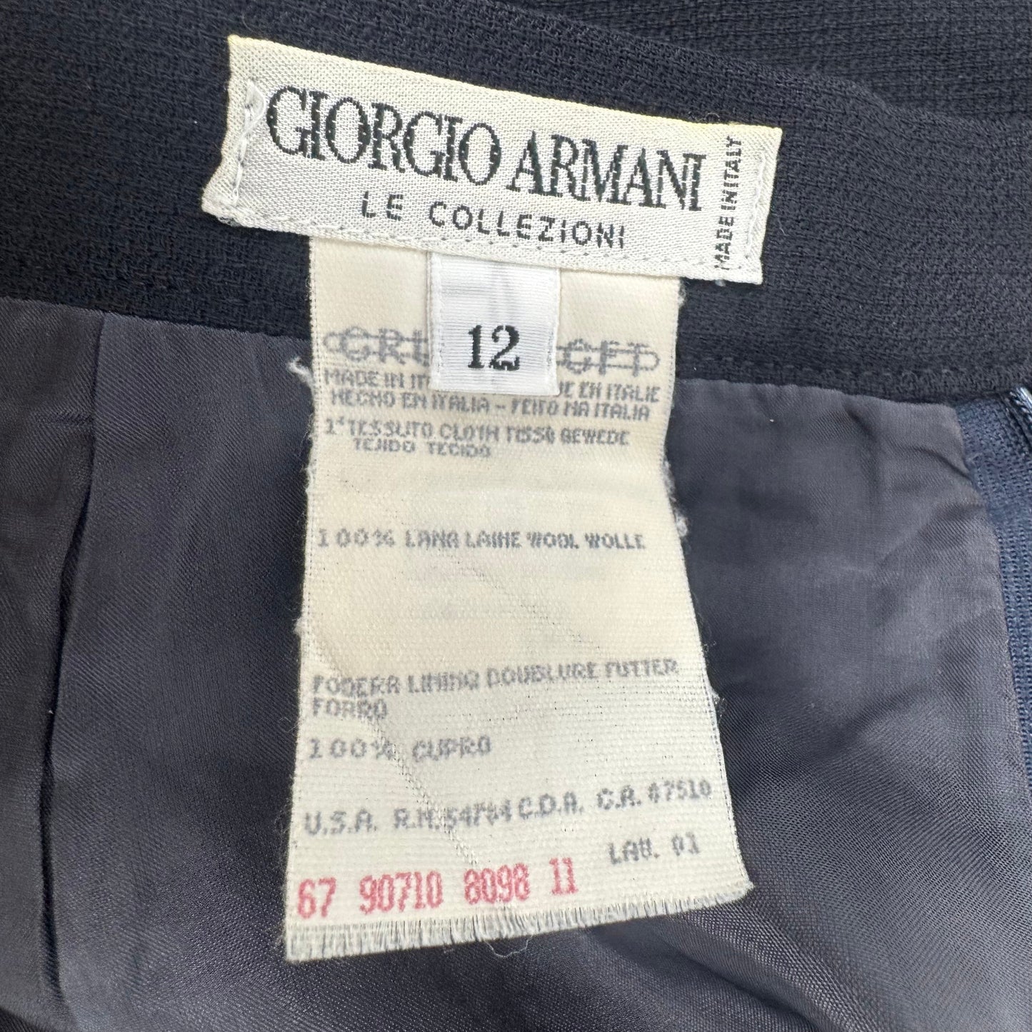 Skirt Luxury Designer By Giorgio Armani In Black, Size: 12