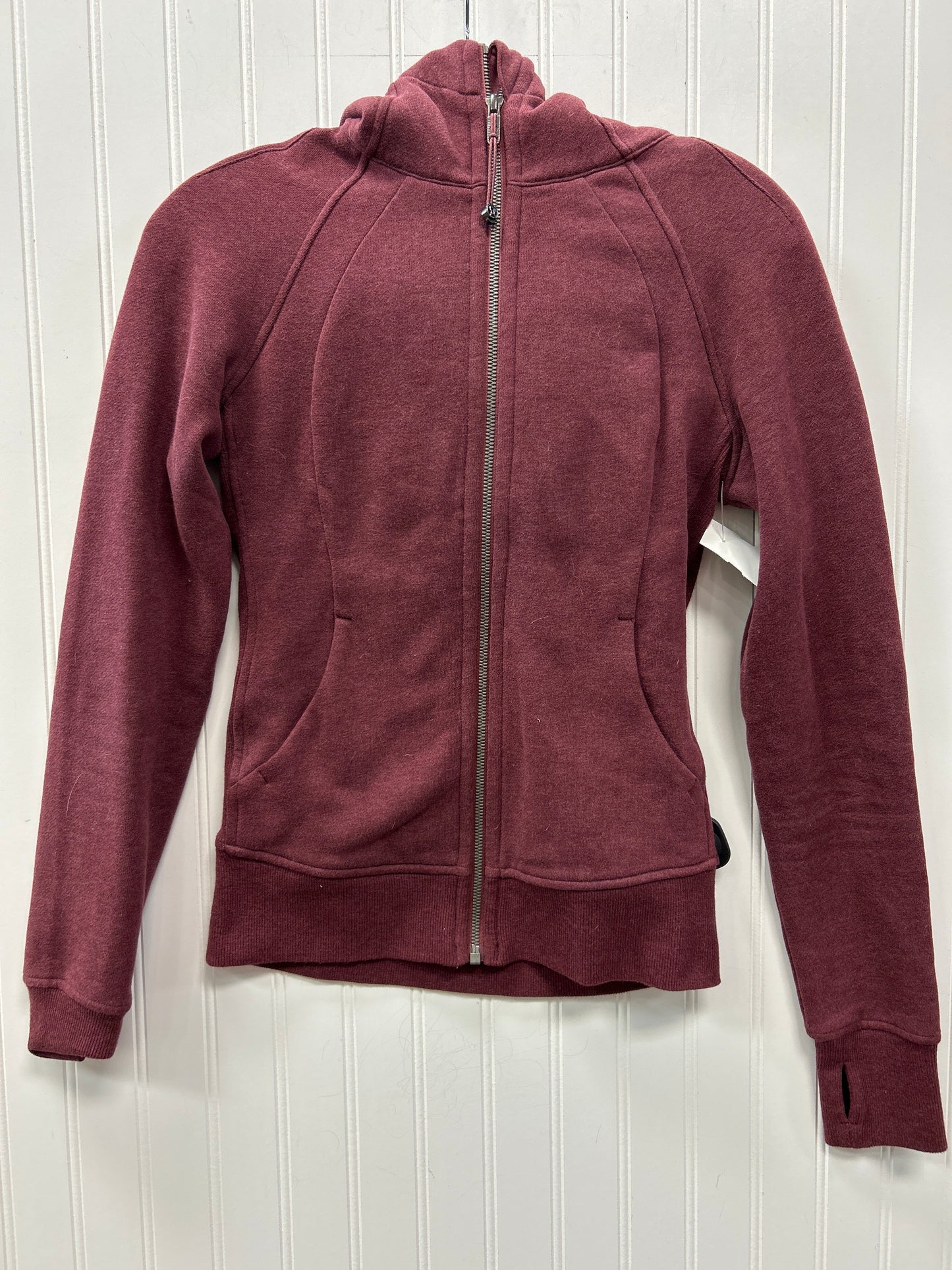 Athletic Jacket By Lululemon In Maroon, Size:2