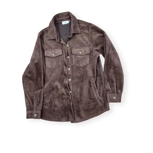 Jacket Shirt By Clothes Mentor In Brown, Size:S