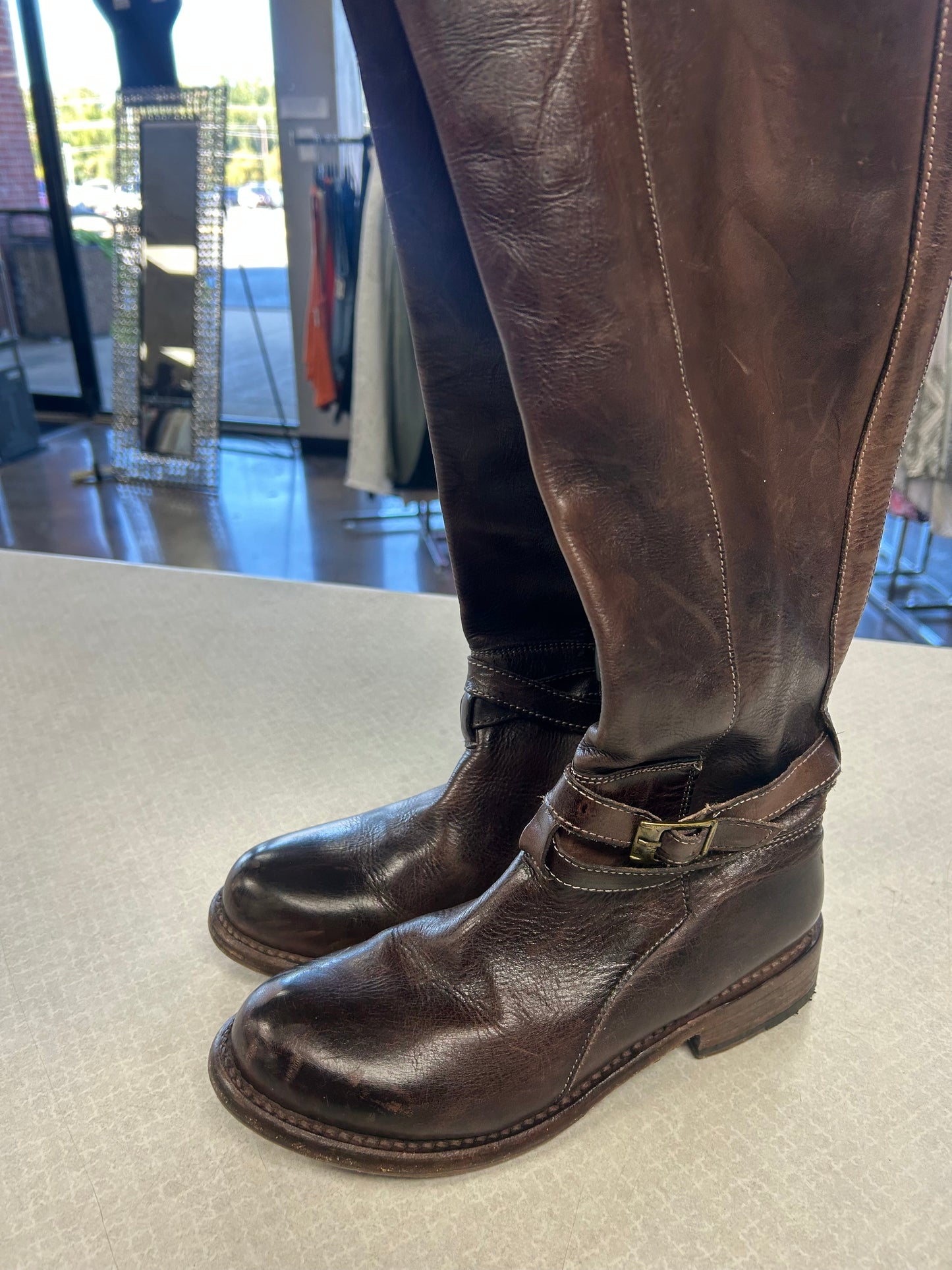 Boots Knee Flats By Bed Stu In Brown, Size:6.5