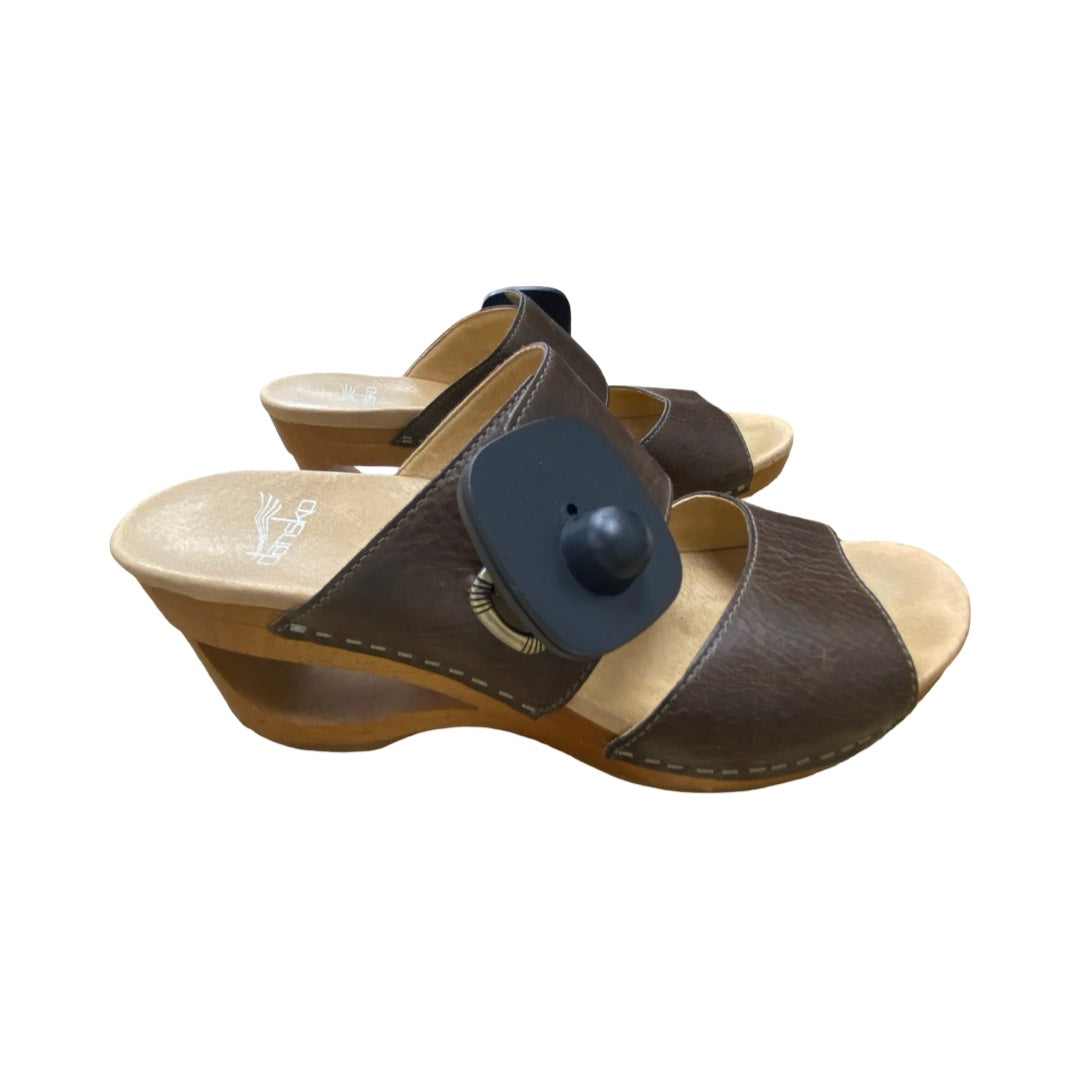 Sandals Heels Wedge By Dansko In Brown, Size:8.5