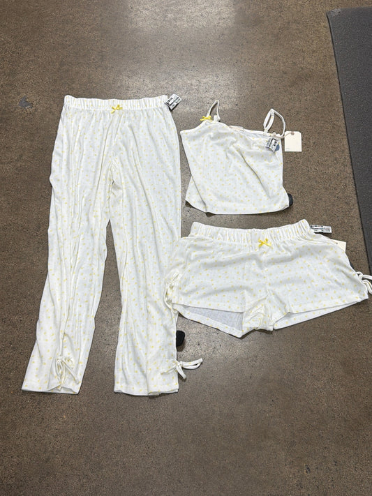 Lounge Set Pants By Clothes Mentor In White & Yellow, Size:M