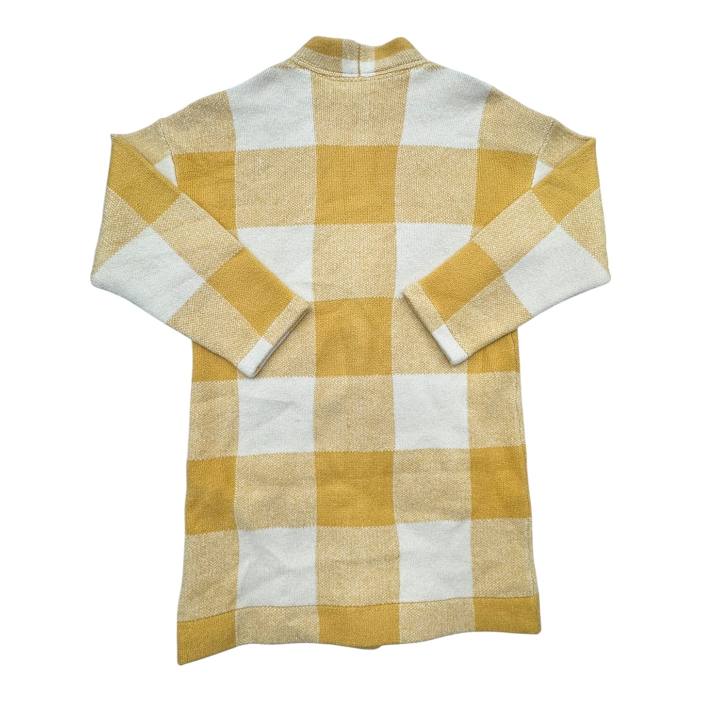Sweater Cardigan By Skies Are Blue In White & Yellow, Size:M
