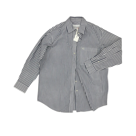 Blouse Ls By Calvin Klein In Blue & White, Size:M