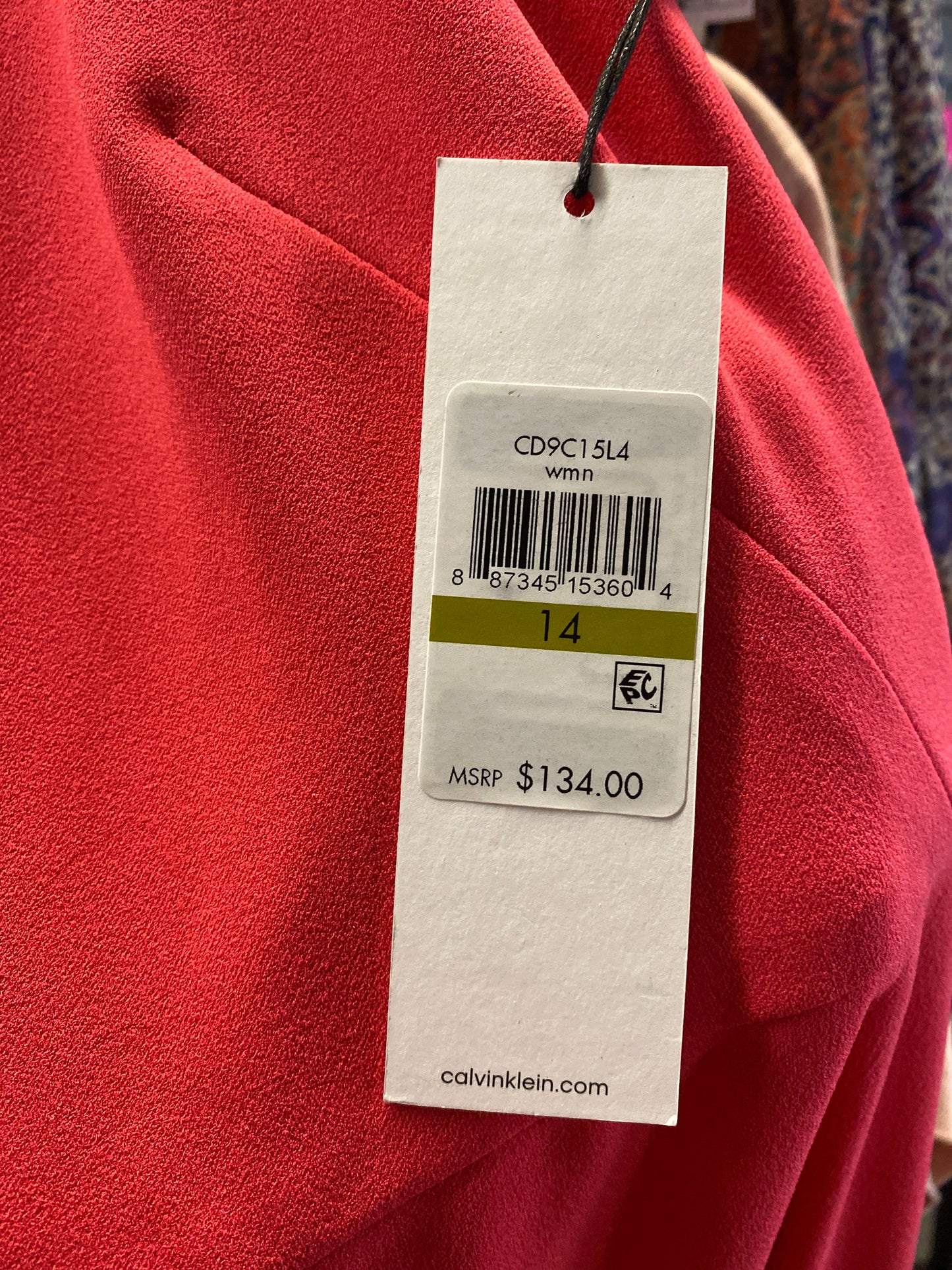Dress Work By Calvin Klein In Pink, Size: 14