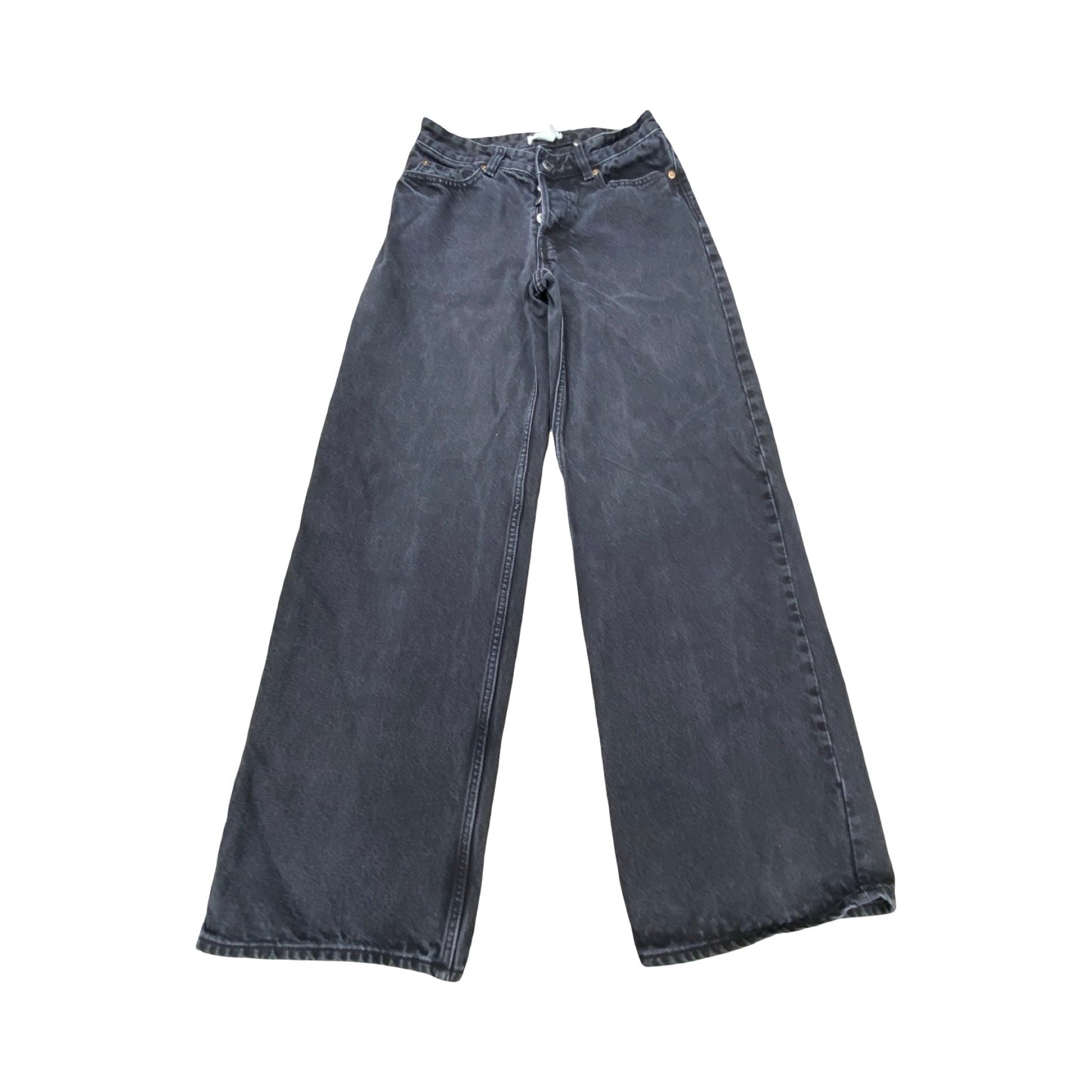 Jeans Straight By H&M In Black Denim, Size:4