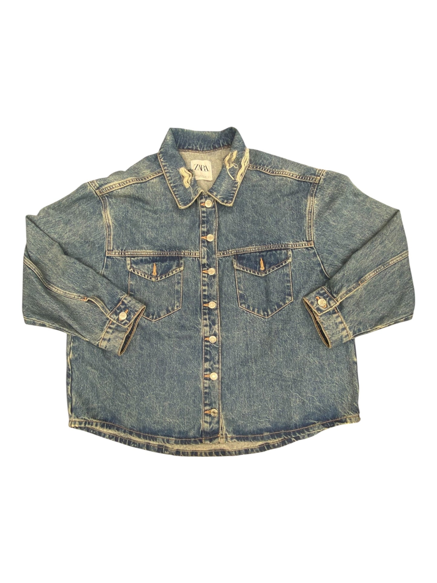 Jacket Denim By Zara In Blue, Size:M
