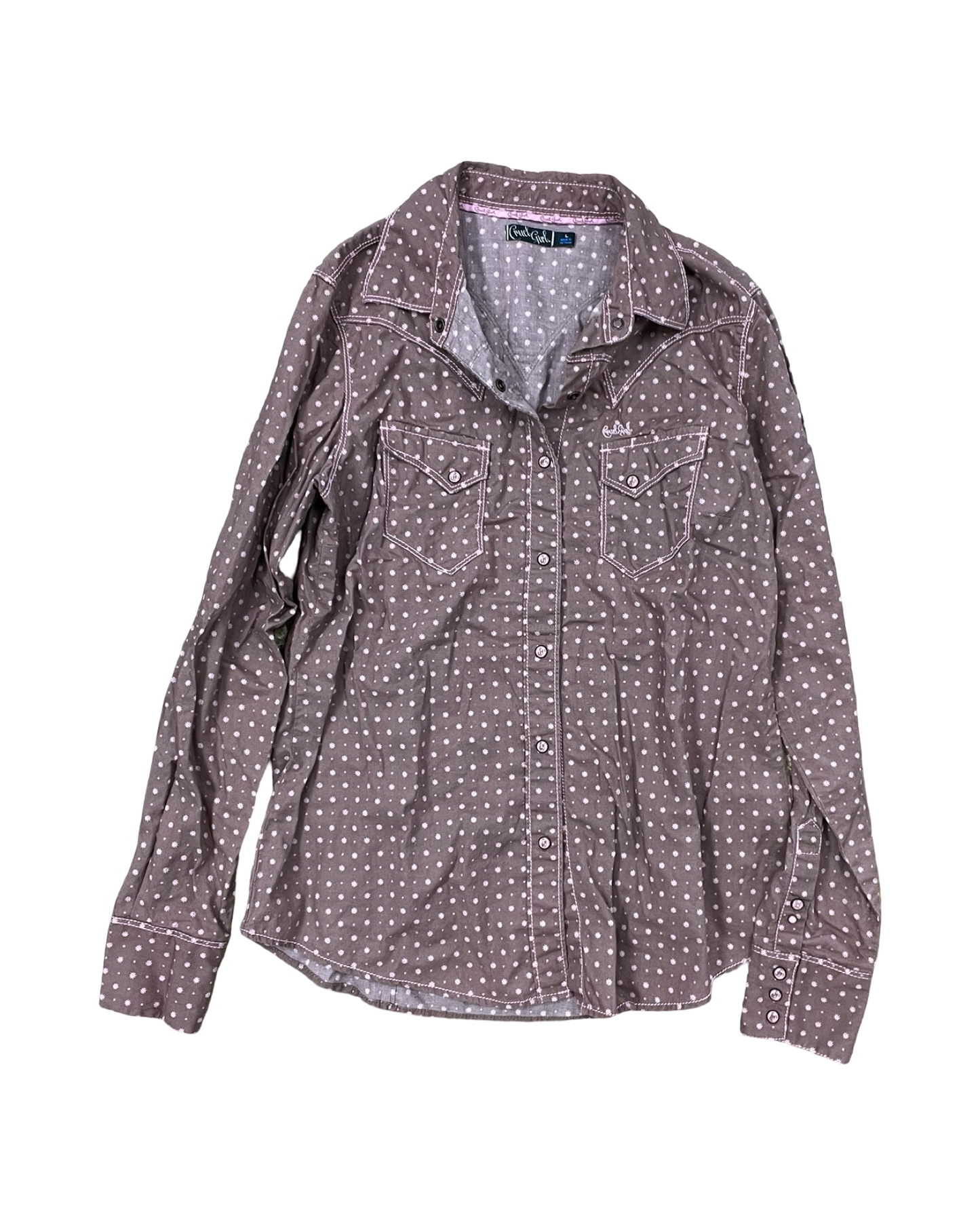 Blouse Ls By Clothes Mentor In Brown & Pink, Size:L