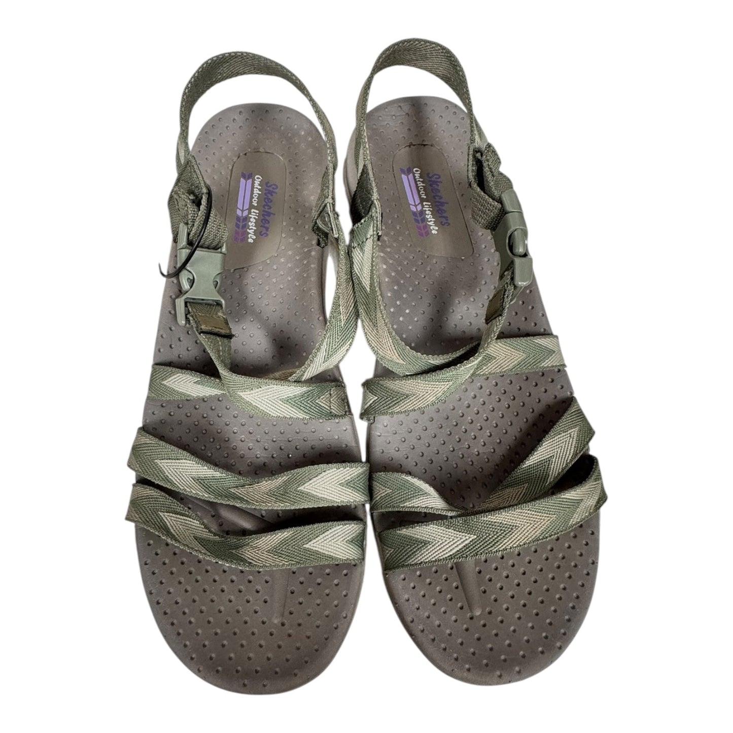 Sandals Flats By Skechers In Green, Size:8