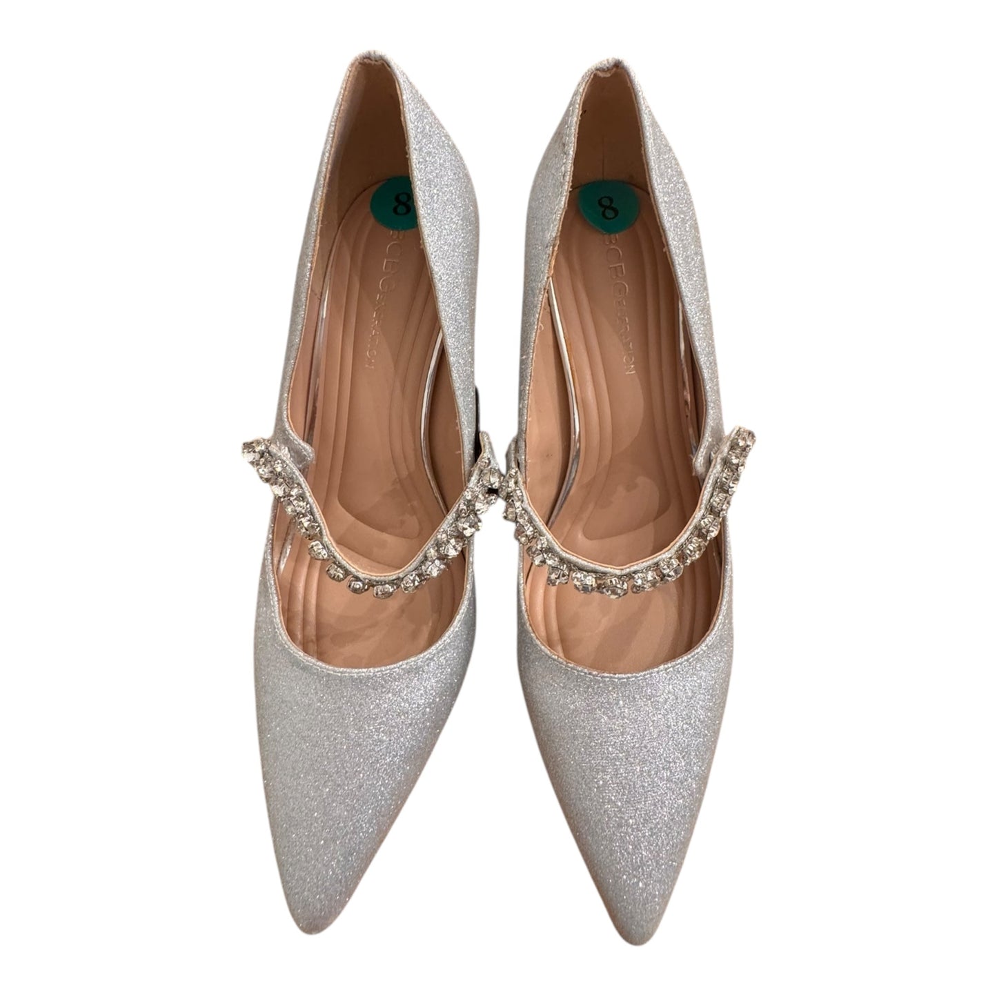 Shoes Heels Stiletto By Bcbgeneration In Silver, Size:8