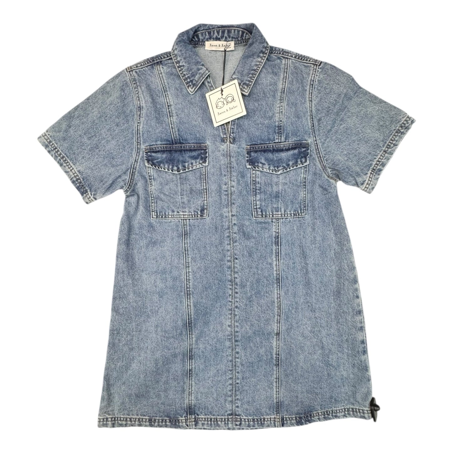 Dress Casual Short By AARON AND AMBER In Blue Denim, Size:M