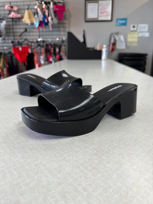 Sandals Heels Block By Clothes Mentor In Black, Size:5
