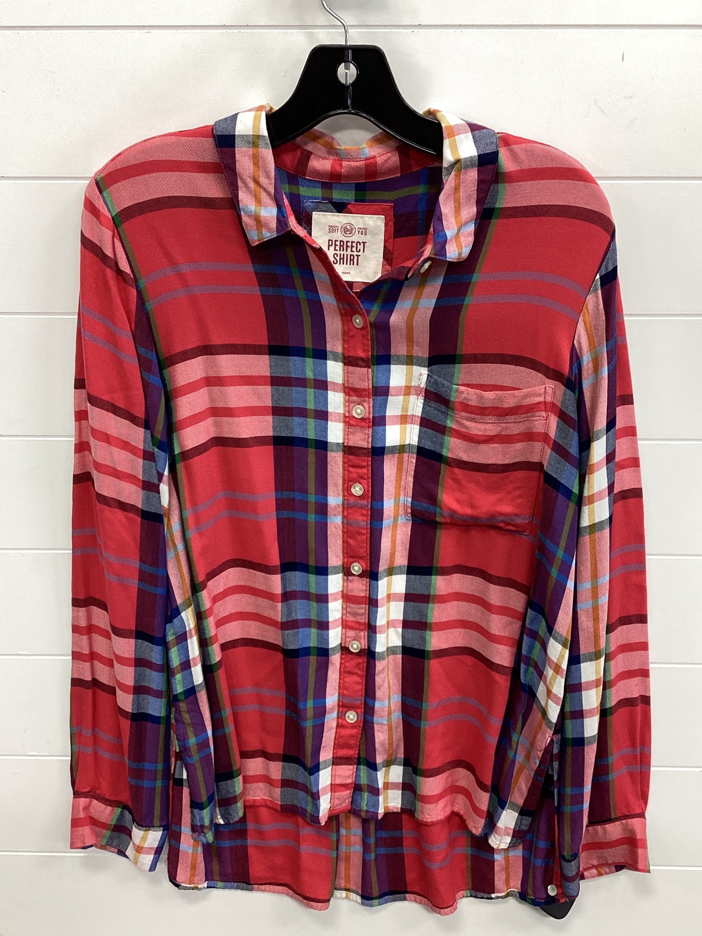 Blouse Ls By So In Red, Size:L